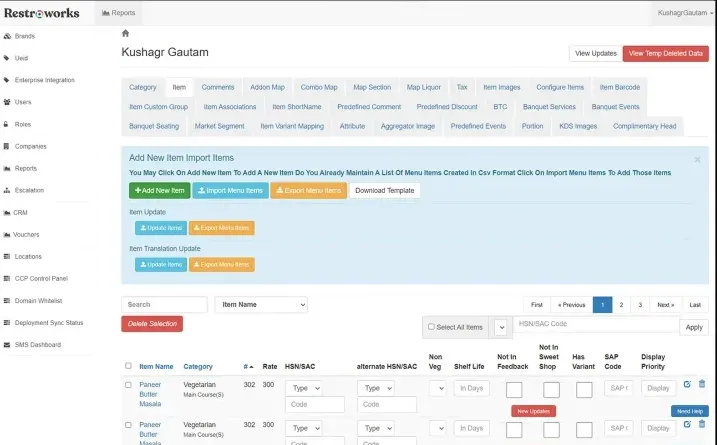 Restroworks POS order-management screen
