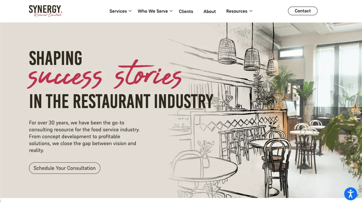 Screenshot of the Synergy Restaurant Consultants website