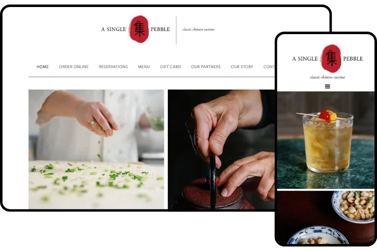 A Single Pebble website mockup mobile/desktop
