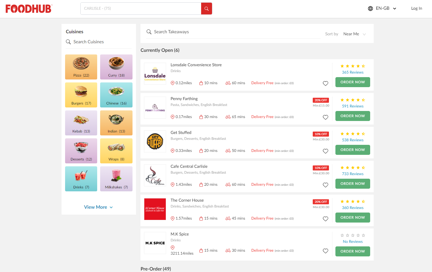 food delivery apps uk - Food Hub