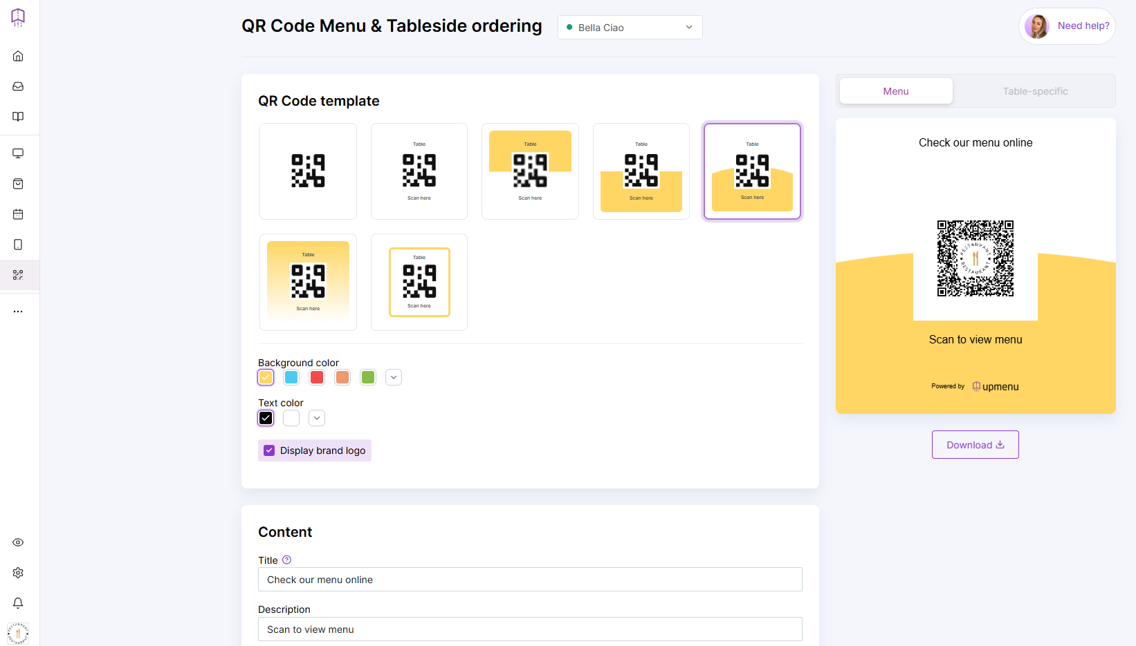 ALT: how to make a menu create a QR code menu