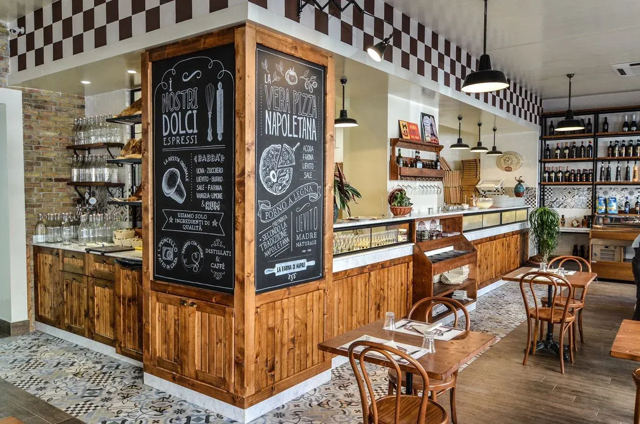 how to start a pizza shop - interior design
