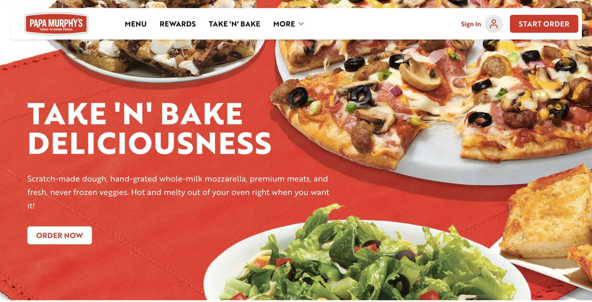 pizza website template example Papa Murphy’s