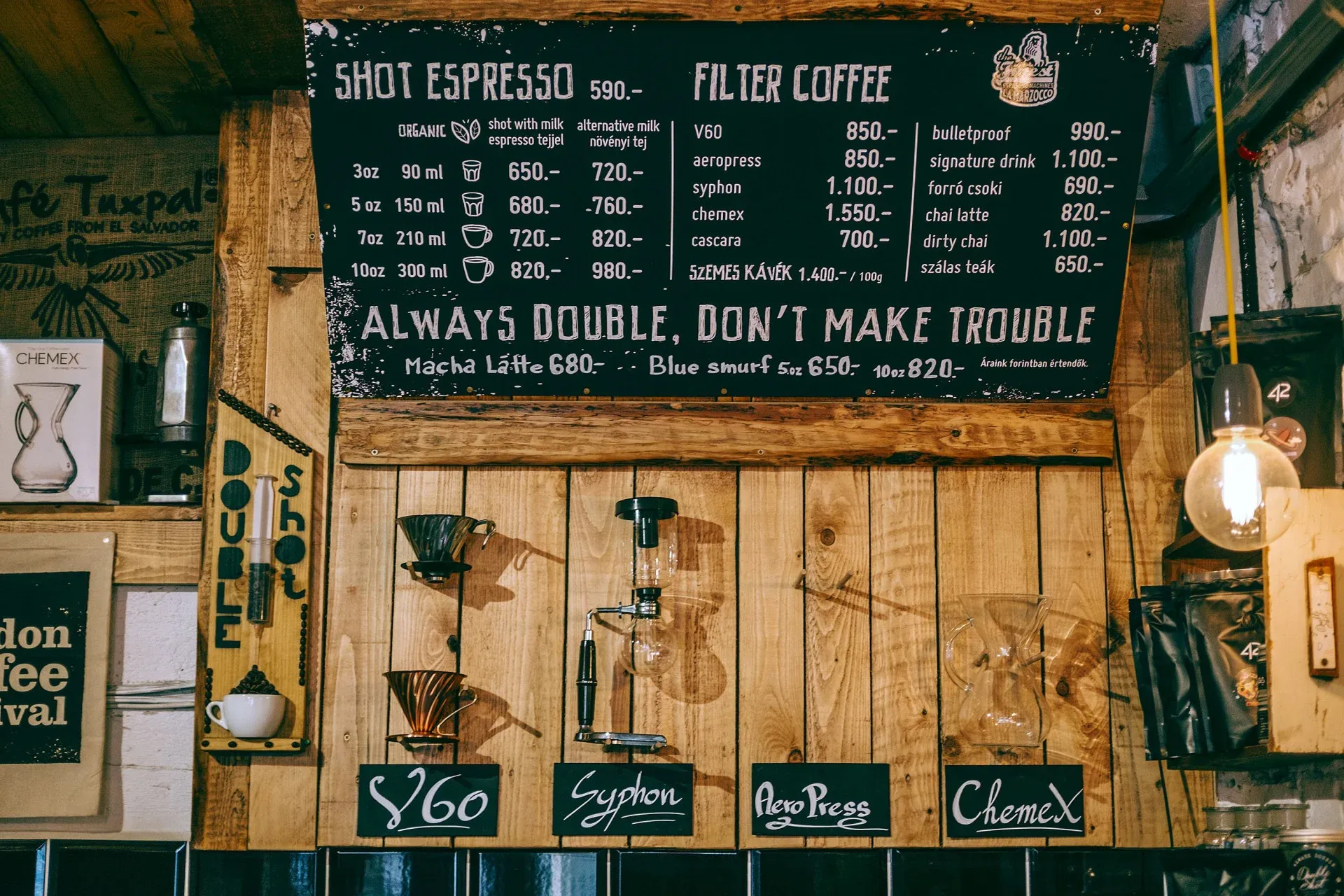 how to start a coffee shop with no money - coffee shop menu