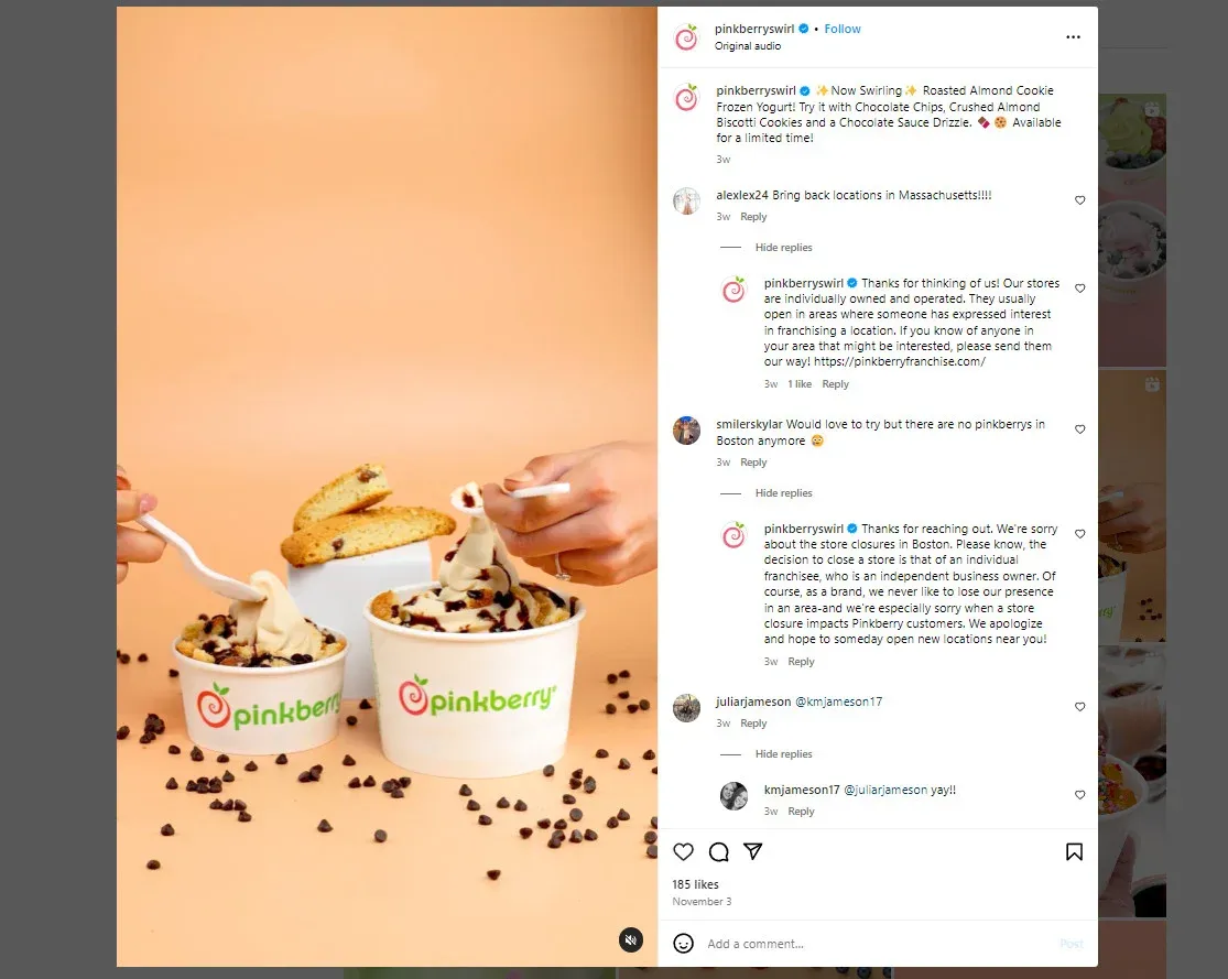 instagram for restaurants - responding to customers
