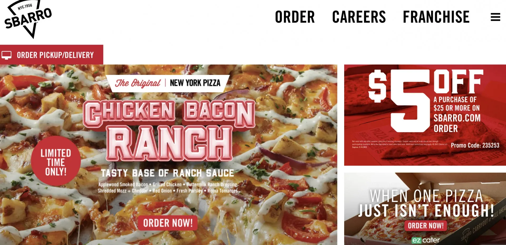 pizza website template example Sbarro