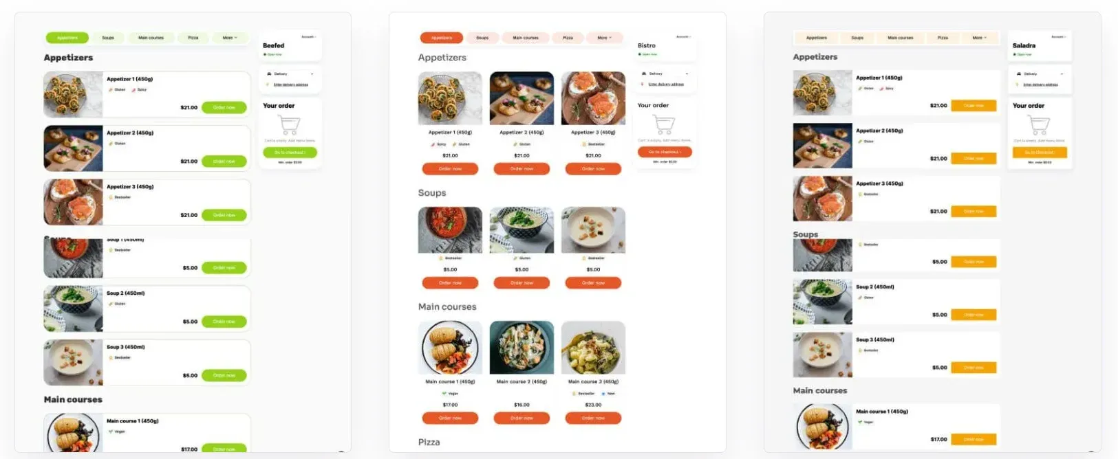 restaurant prime cost - menu templates