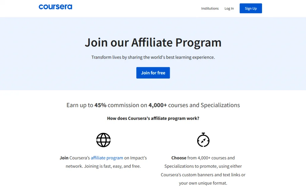 saas affiliate programs - Coursera