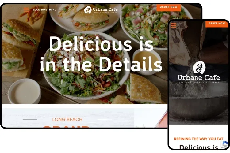Urban Cafe website mockup mobile/desktop