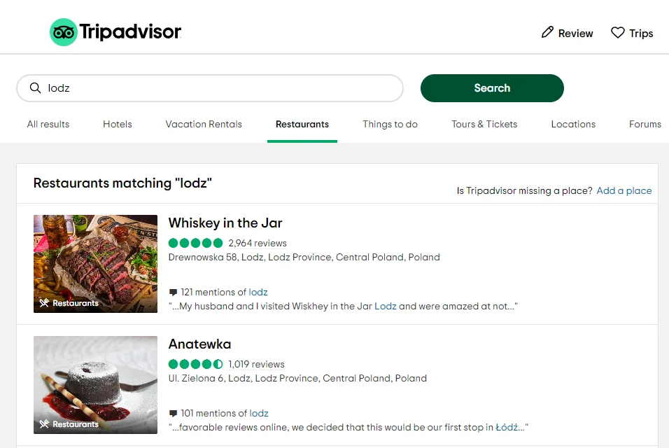 marketing restauracji - tripadvisor