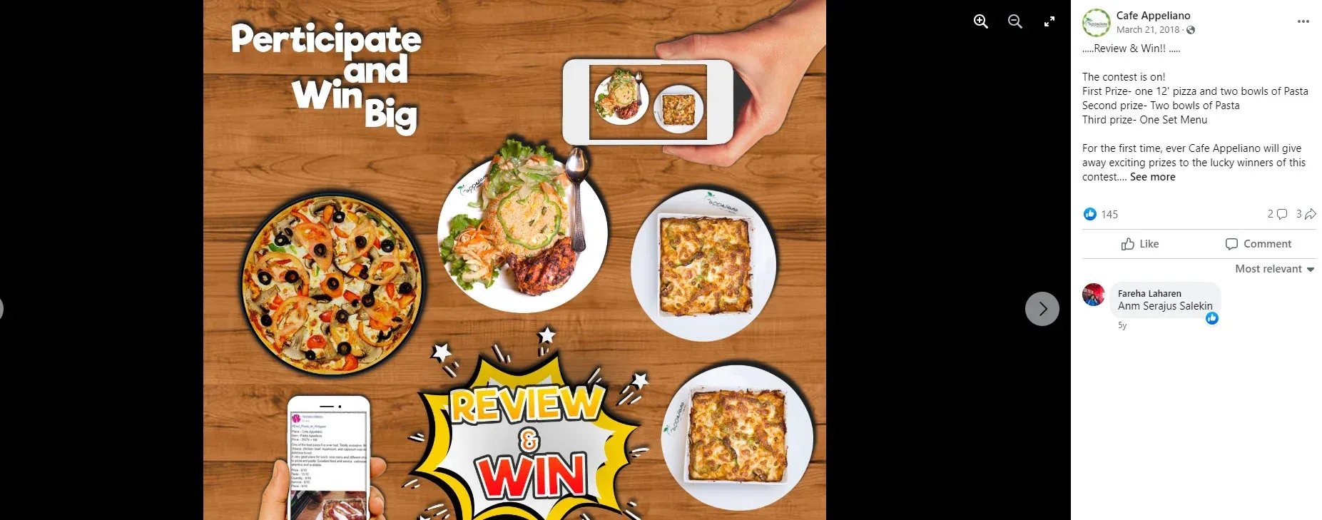 restaurant social media marketing - social media contests goals example