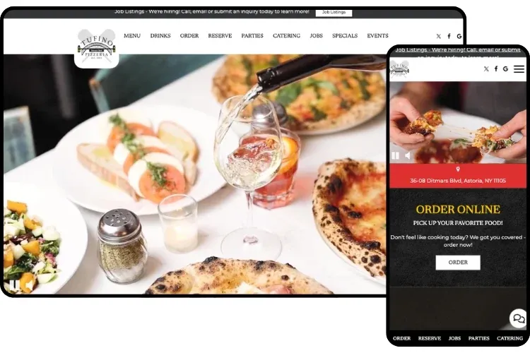 Tufino website mockup mobile/desktop