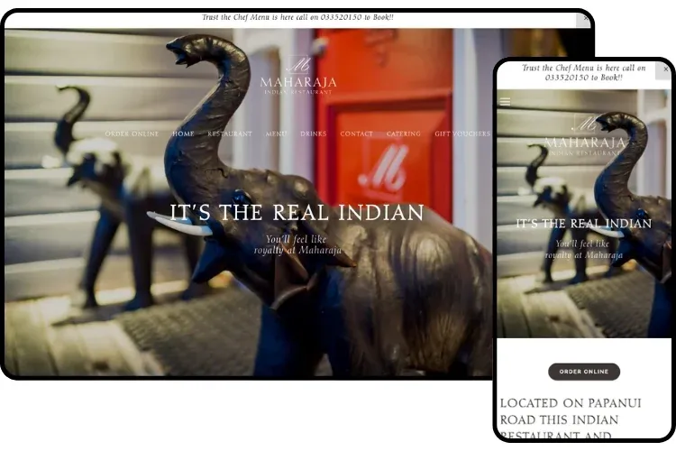 Maharaja website mockup mobile/desktop