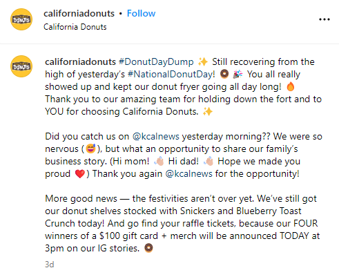 restaurant social media marketing - relevant hashtags example