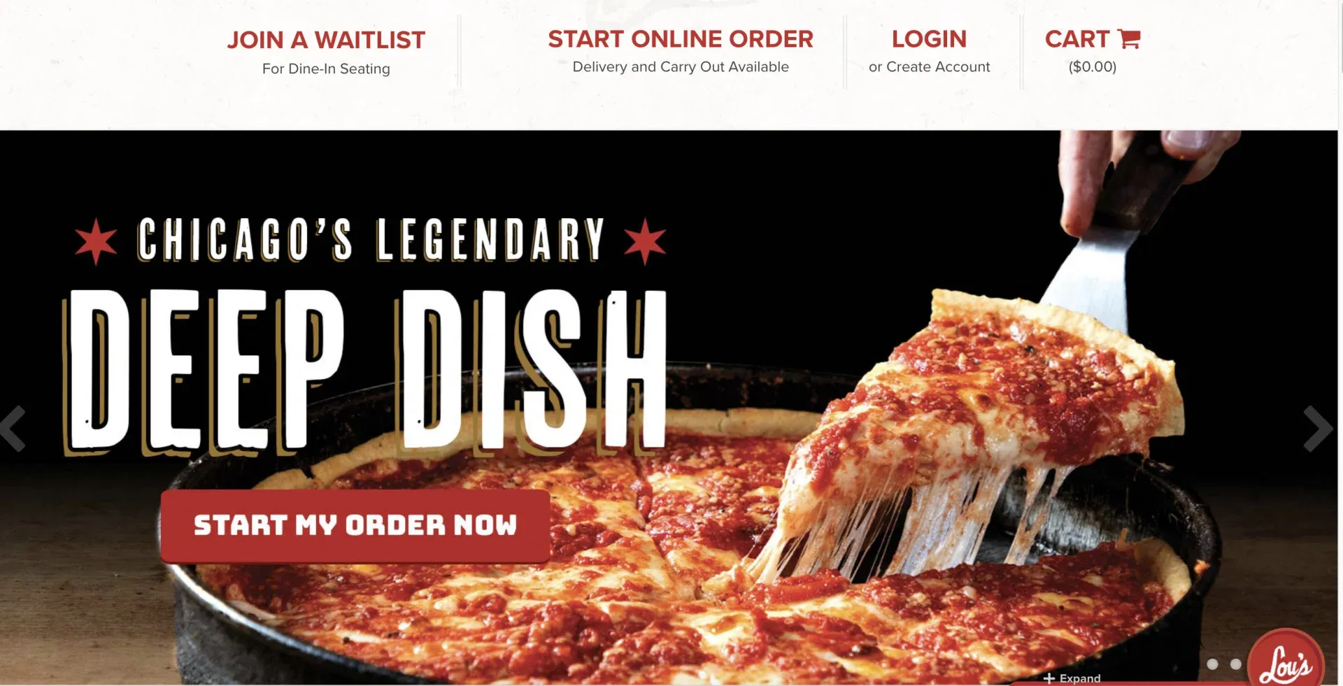 pizza website template example Lou Malnati’s pizzeria