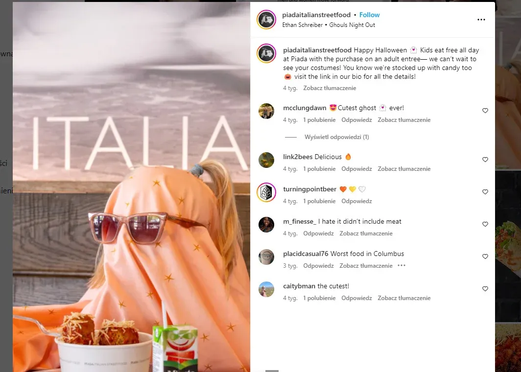 instagram for restaurants - promotionon Halloween
