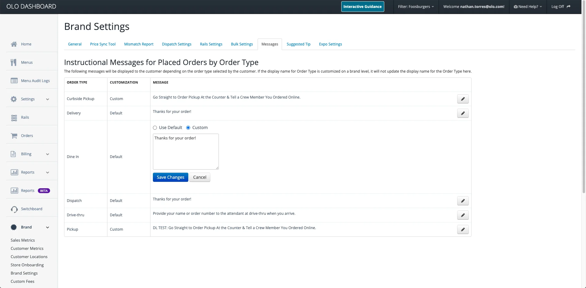 Olo restaurant management software