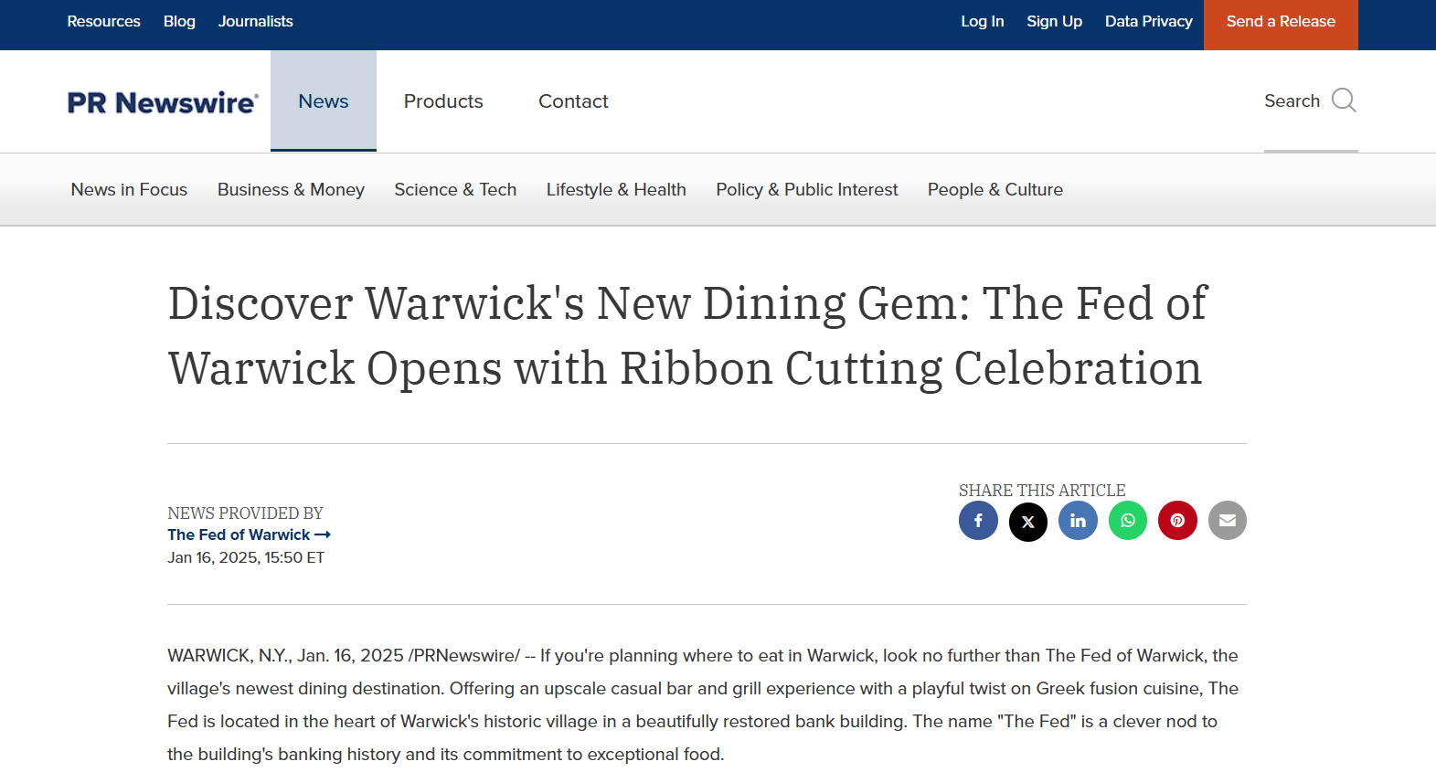 restaurant press release an example of a restaurant press release