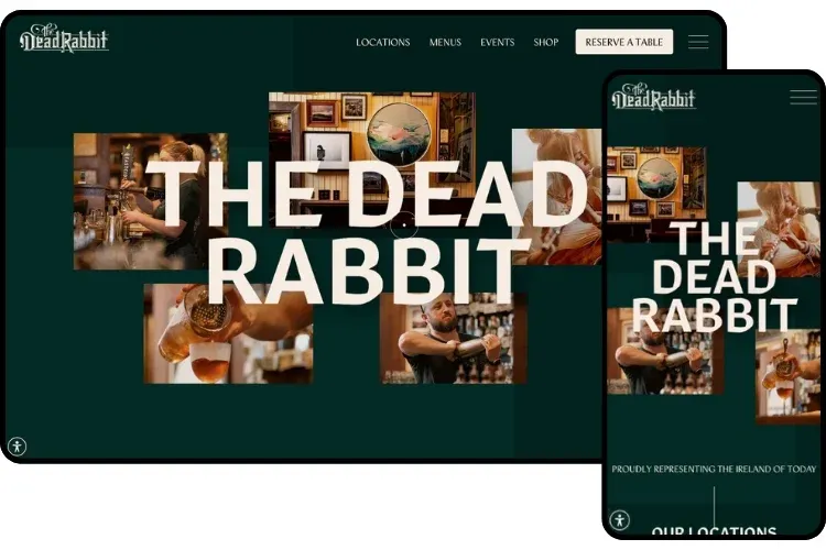 The Dead Rabbit website mockup mobile/desktop