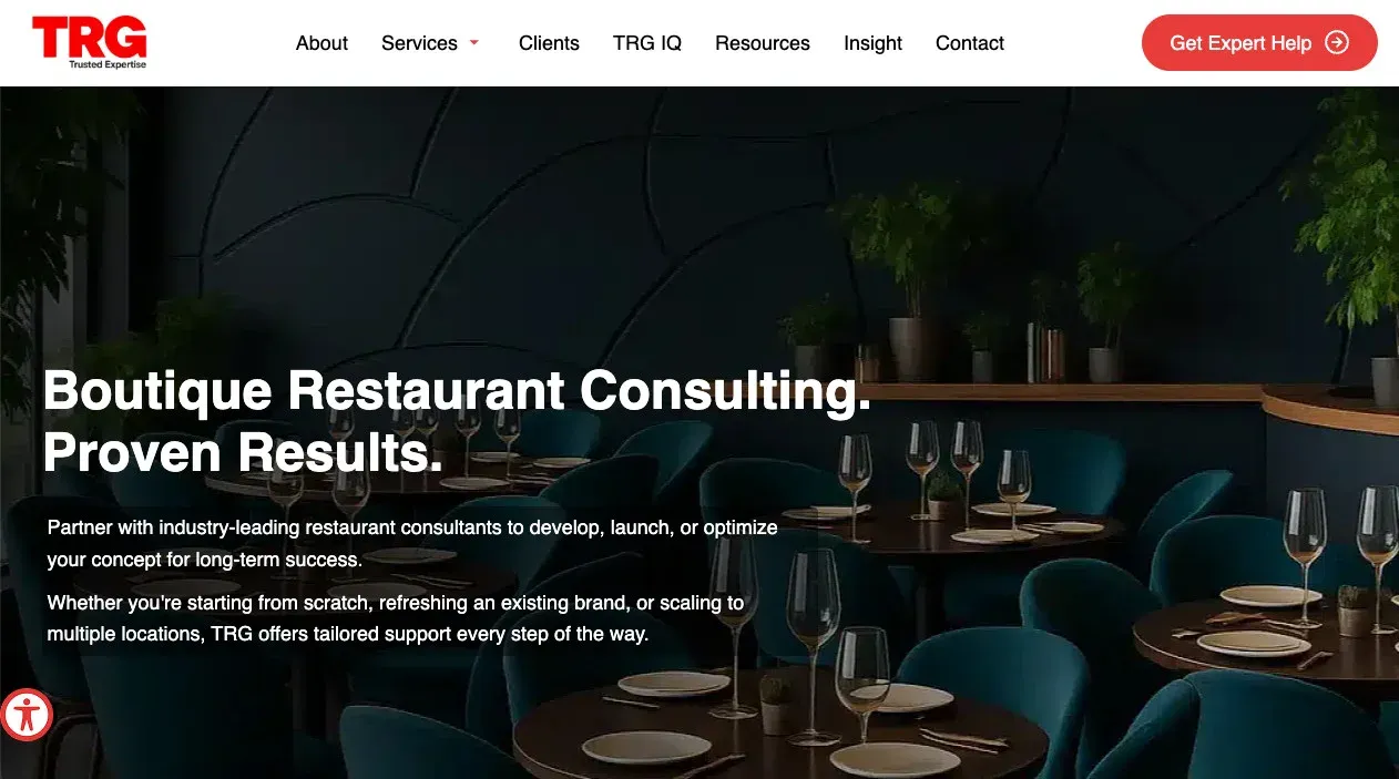 Screenshot of the TRG – The Restaurant Group Consulting website