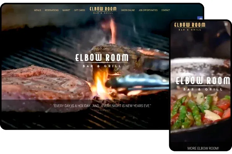 Elbow Room website mockup mobile/desktop