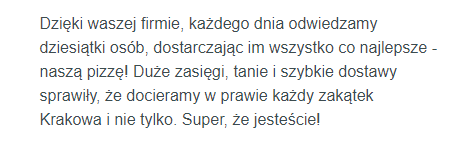 pyszne pl opinie - przykladowa opinia restauratora o pysznepl