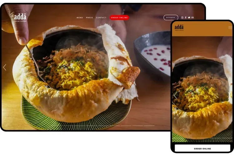 Adda website mockup mobile/desktop