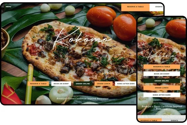 Kokomo website mockup mobile/desktop
