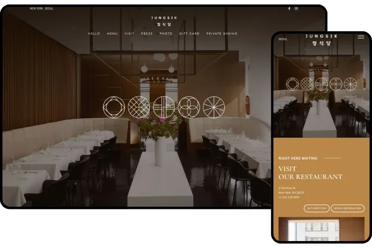 Jungsik website mockup mobile/desktop
