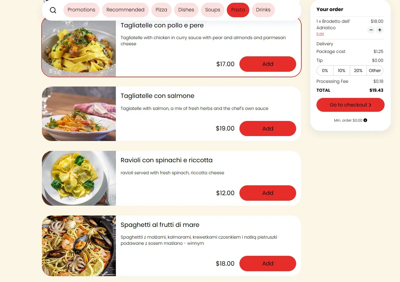 average check restaurant online menu