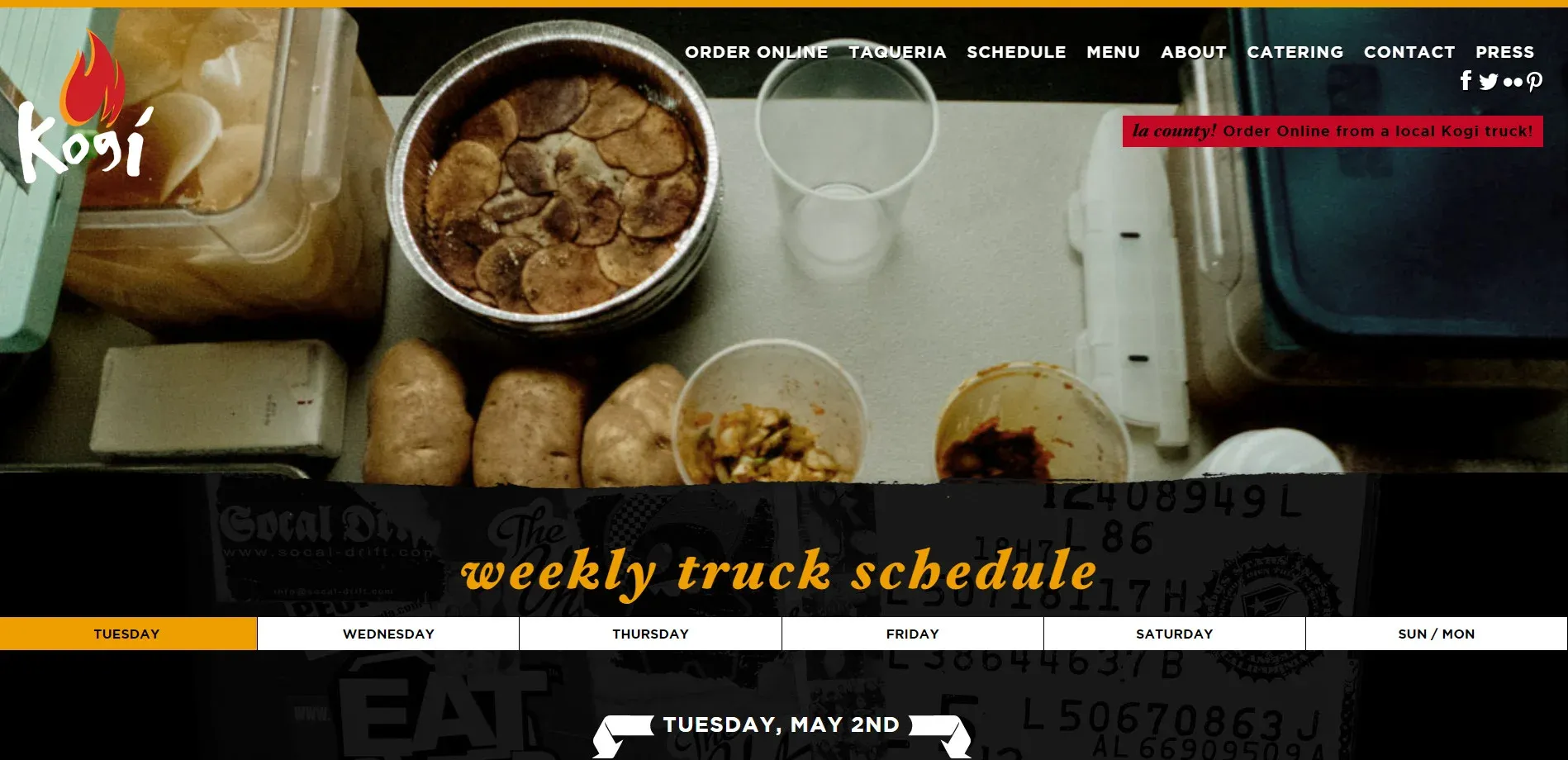 3 food truck websites example Kogi BBQ