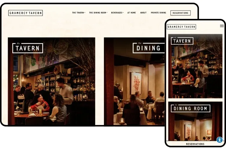 Gramercy Tavern website mockup mobile/desktop