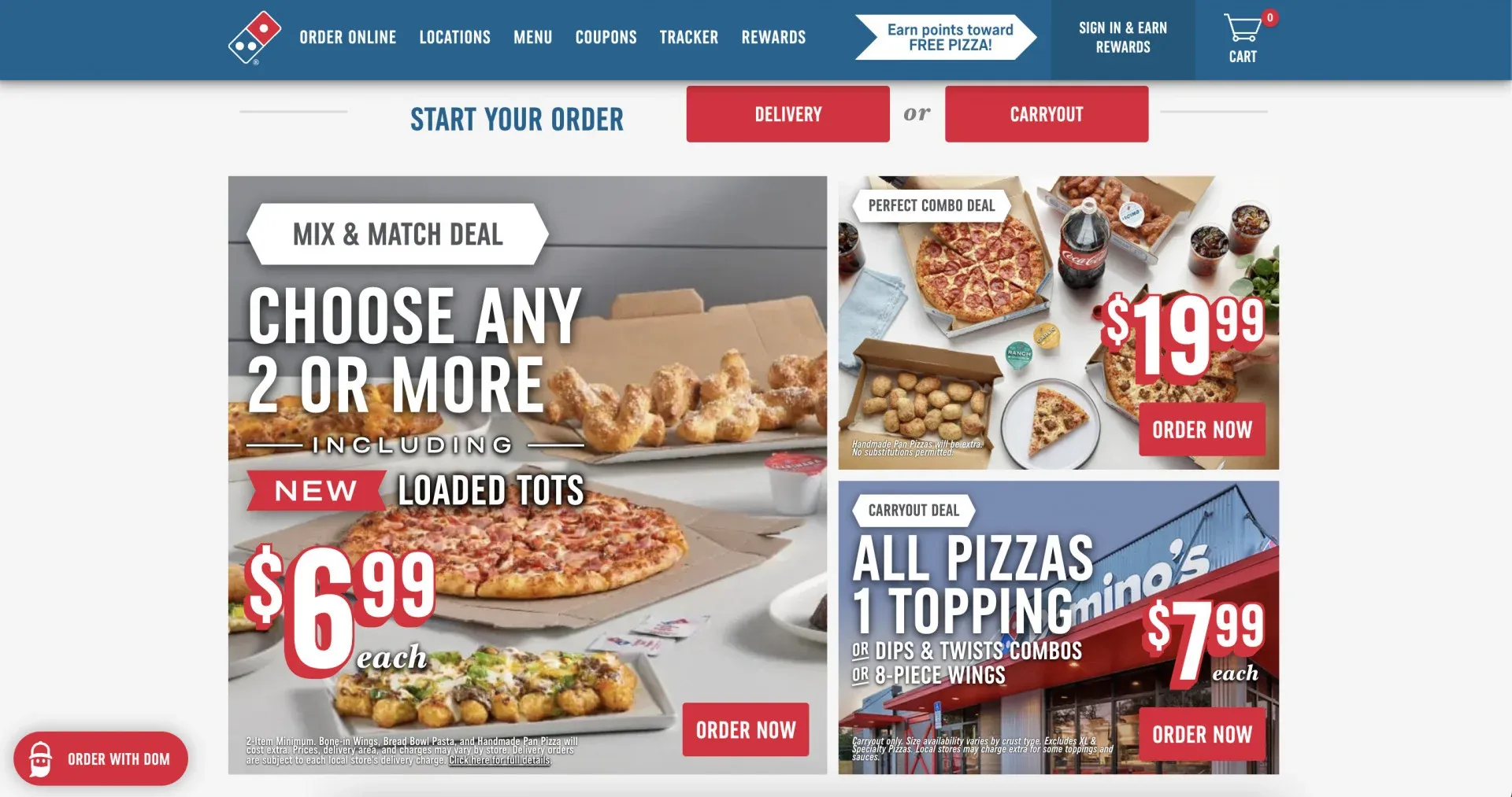 pizza website template example Domino’s