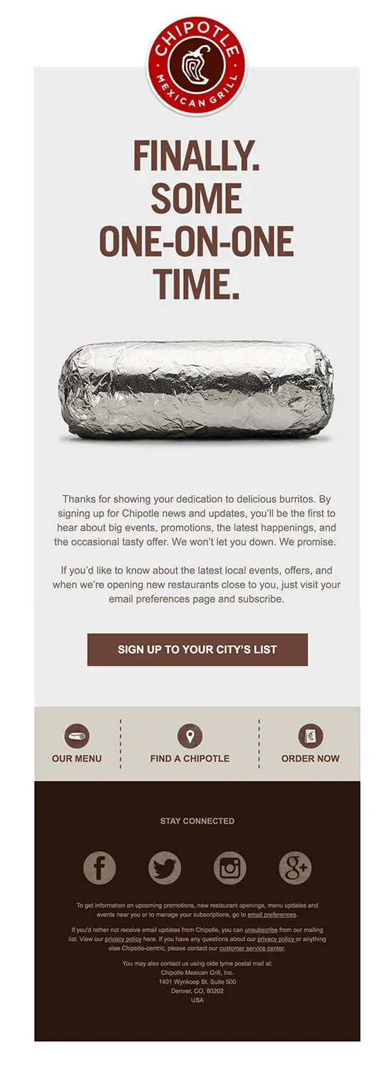 restaurant email marketing chipotle example photo