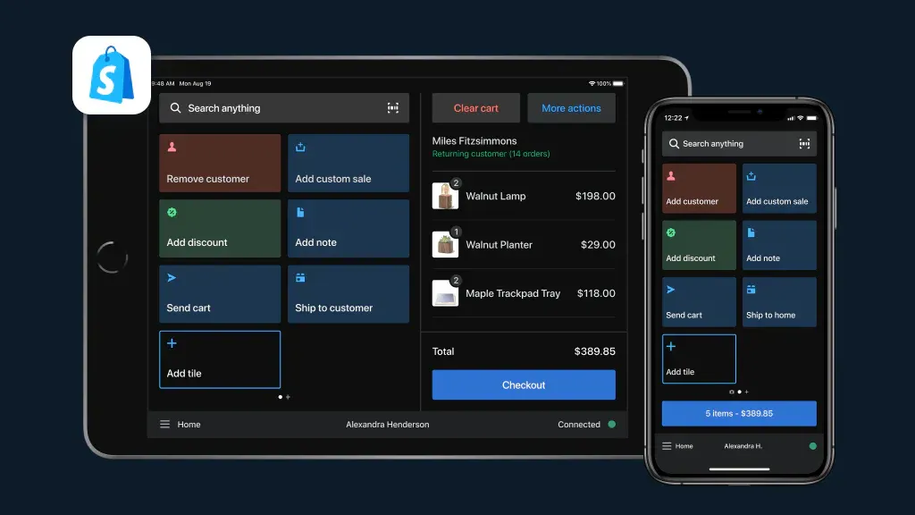 Shopify POS order screen synced with online store