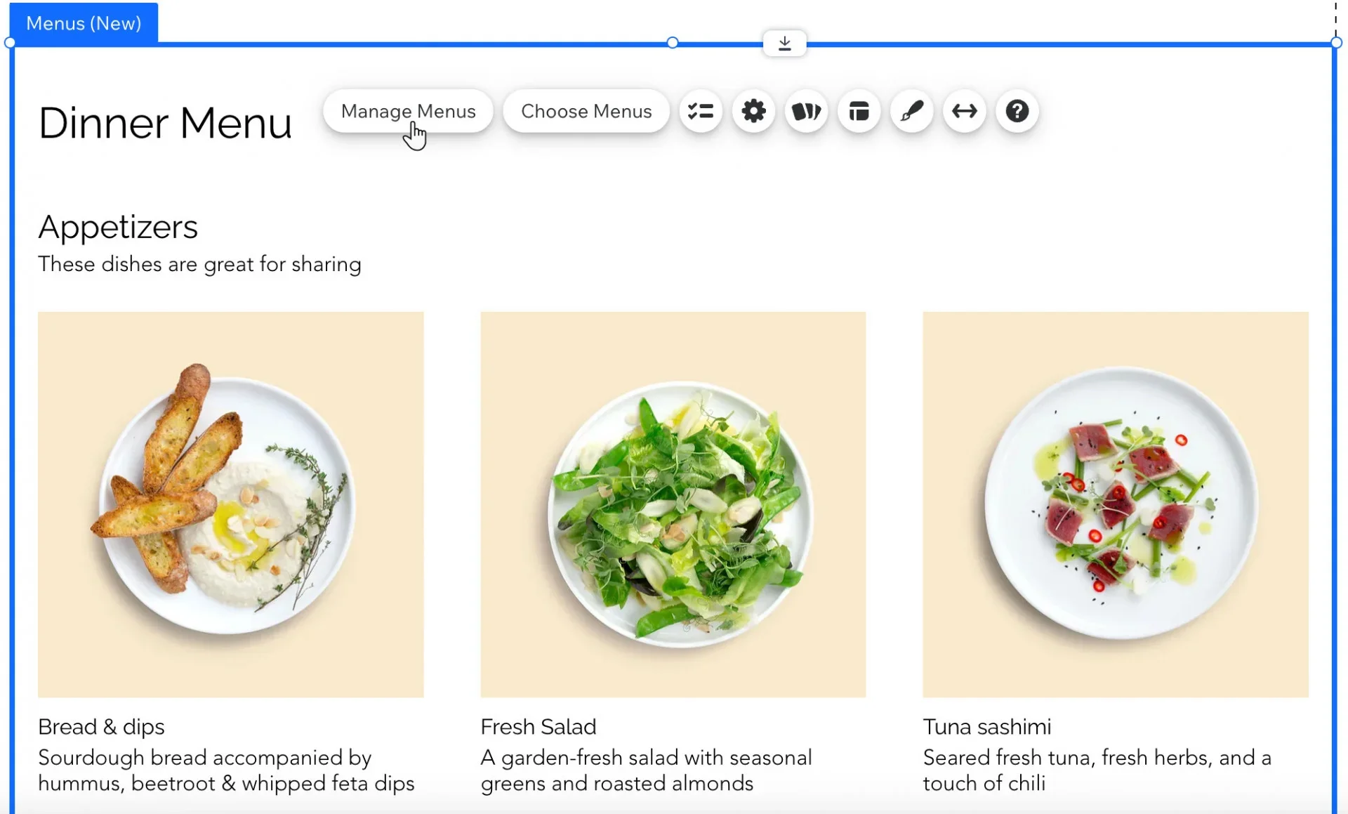 Wix restaurant management software