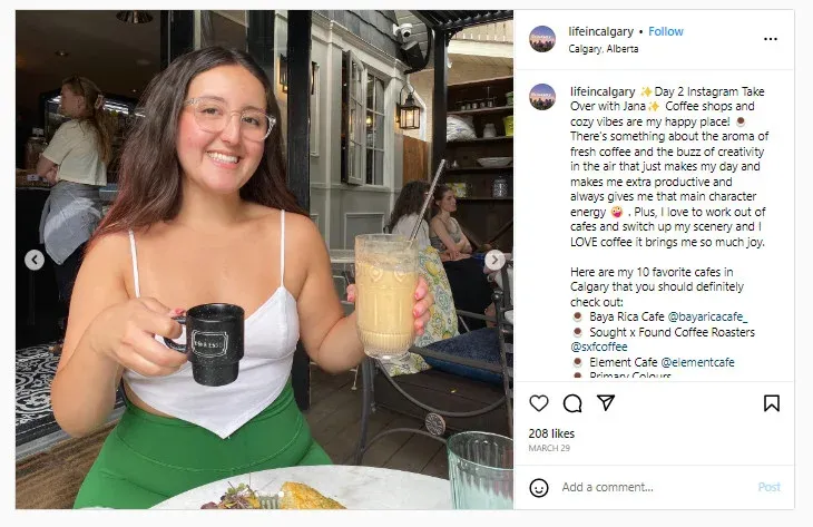 coffee shop marketing ideas: influencer marketing: example photo