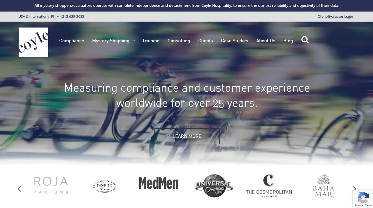 Screenshot of the Coyle Hospitality Group website