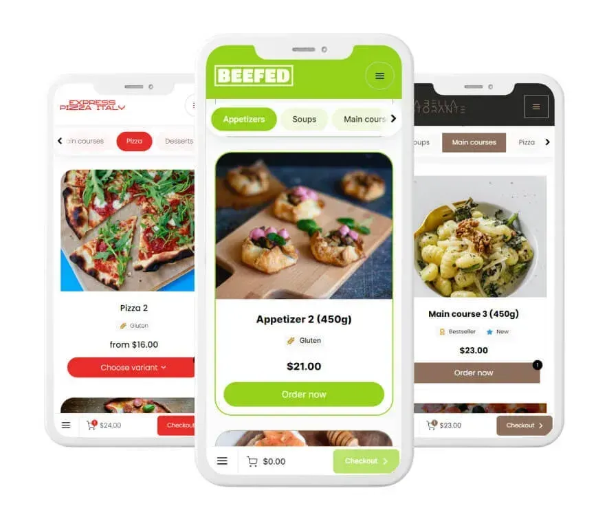 UpMenu dedicated system for building a contactless ordering and payment system
