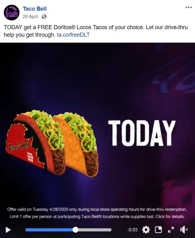 Facebook ads for restaurants - Facebook Video Ad example