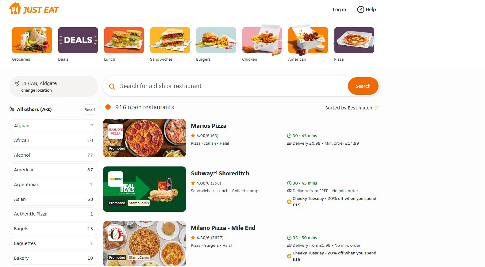 food delivery apps uk - Just Eat