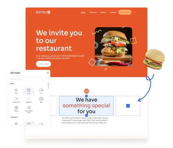 Online takeaway ordering system on a restaurant website
