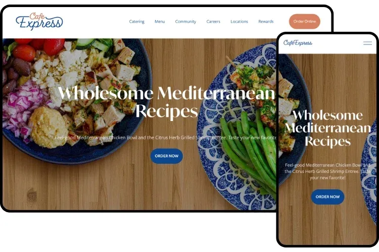 Cafe Express website mockup mobile/desktop