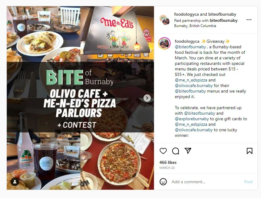 fast food marketing ideas social media contests: example photo