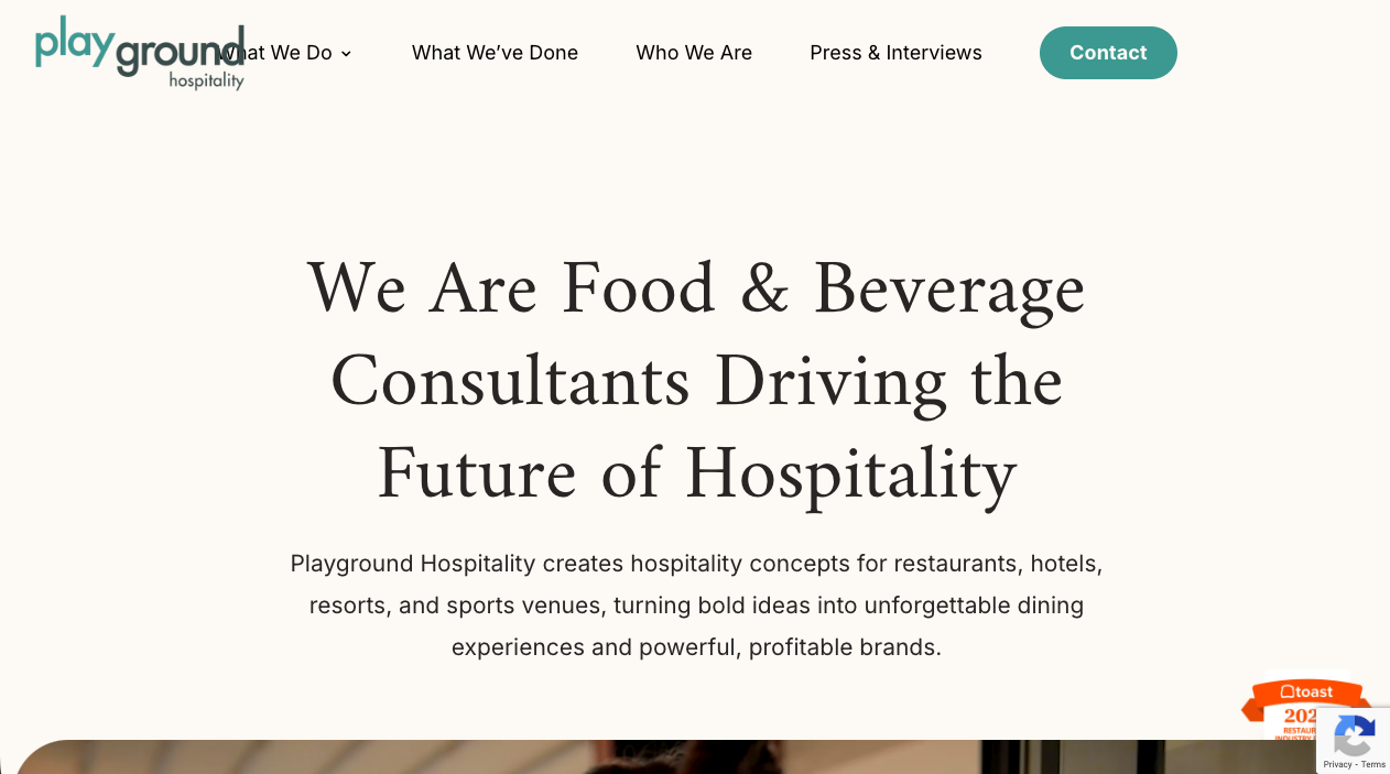 Screenshot of the Playground Hospitality website