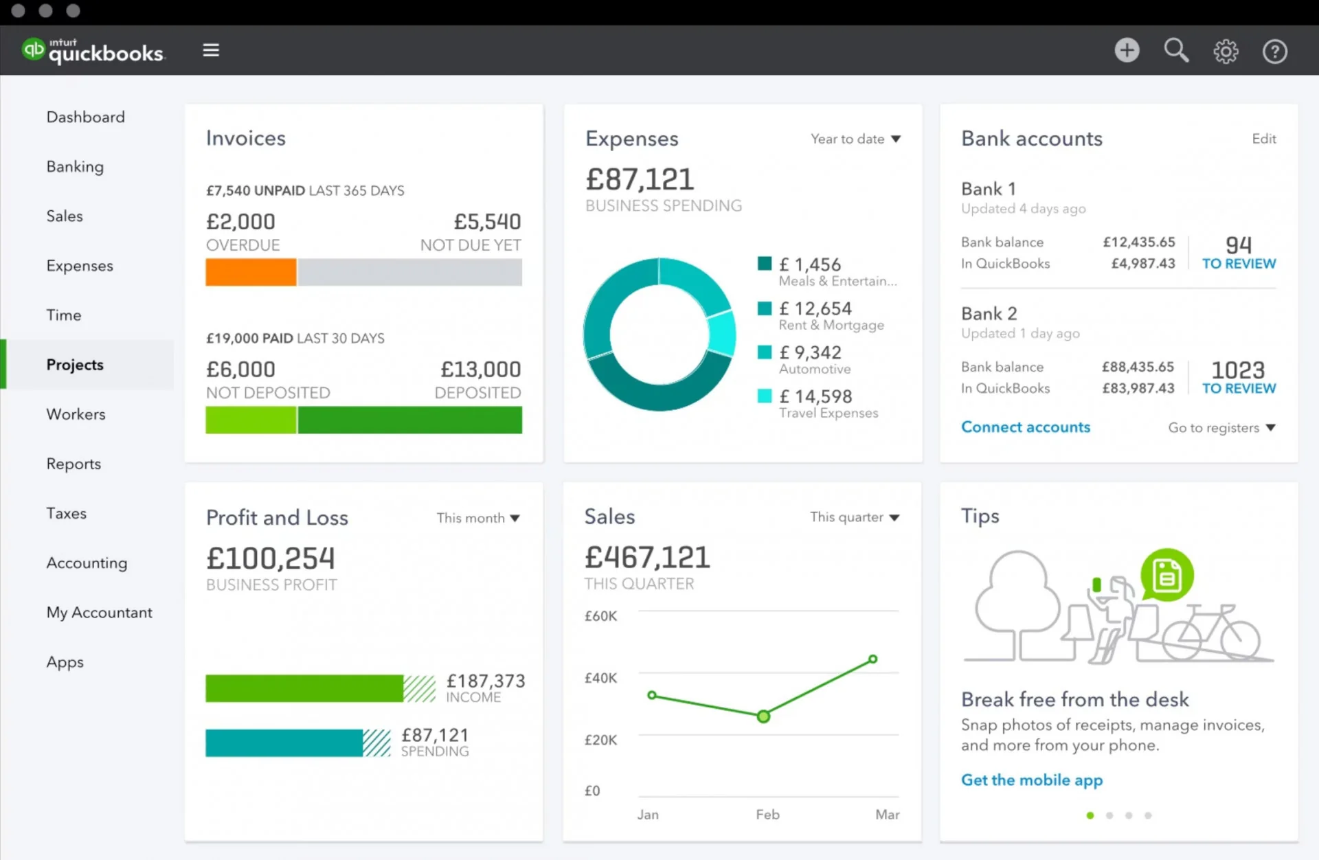 restaurant accounting software - quickbooks - an example photo