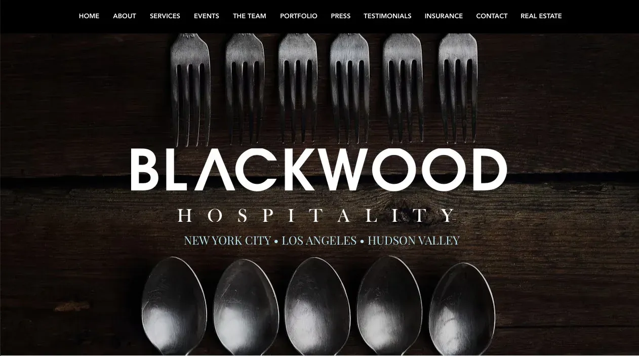 Screenshot of the Blackwood Hospitality website
