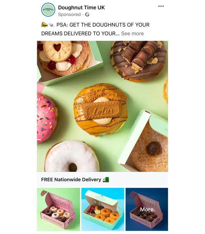 Facebook ads for restaurants - Facebook Collection Ad example