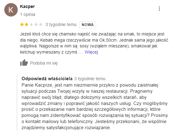 jak odpowiedziec na opinie google - wizytowka google