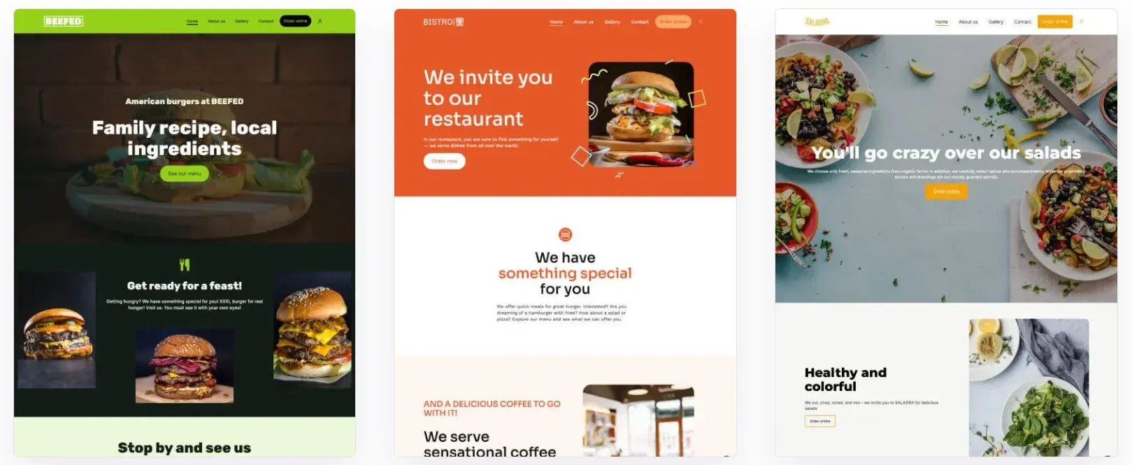 prowadzenie restauracji - szablony stron internetowych